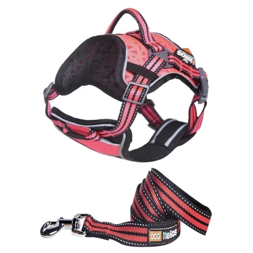 Dog Helios Compression Harness & Leash Medium Pink/Black Outdoor Hiking Walking